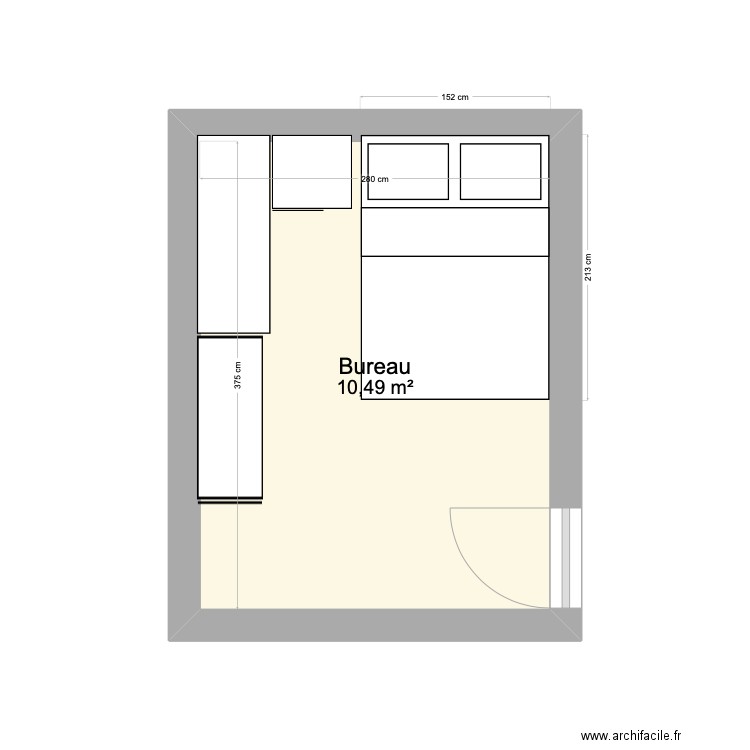 chambre Mimine. Plan de 1 pièce et 10 m2