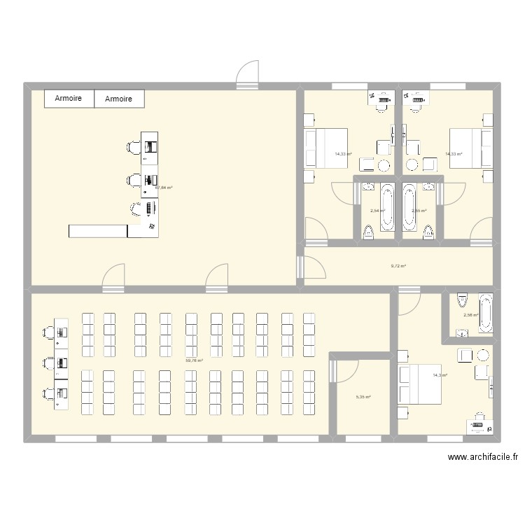 alexandre el marzouki. Plan de 10 pièces et 193 m2