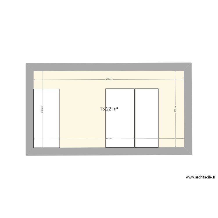 74 Bordes façade interieure. Plan de 1 pièce et 13 m2