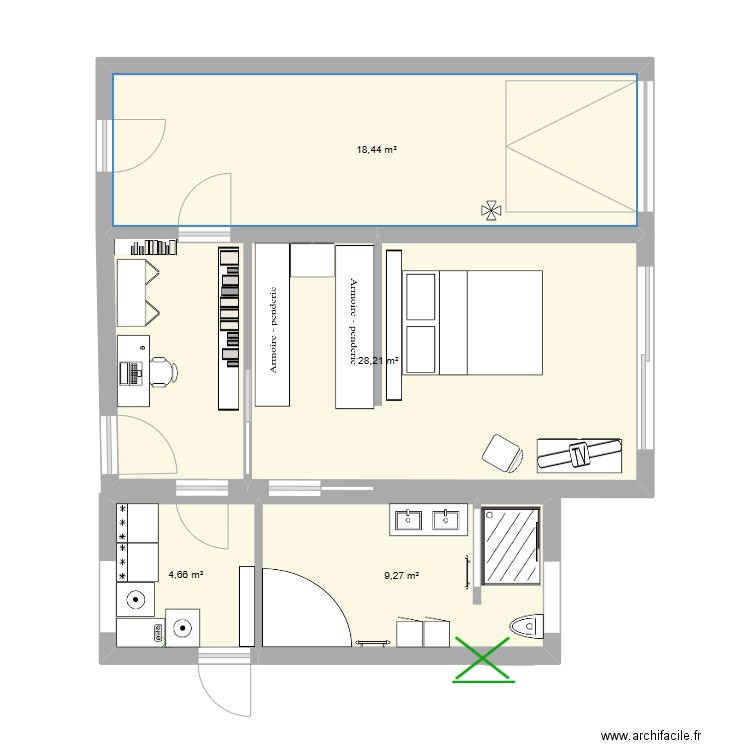 Nous. Plan de 4 pièces et 61 m2