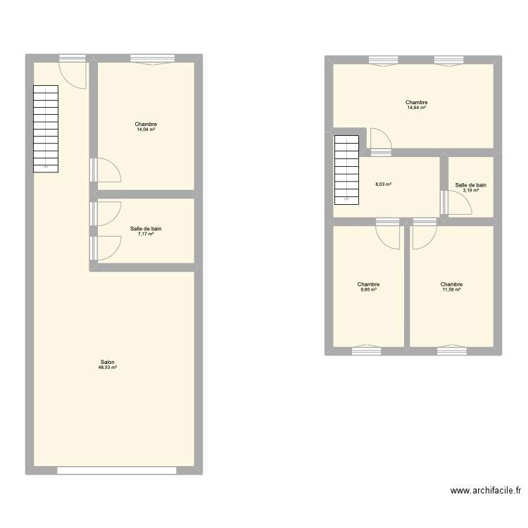 Maison Igny. Plan de 8 pièces et 117 m2