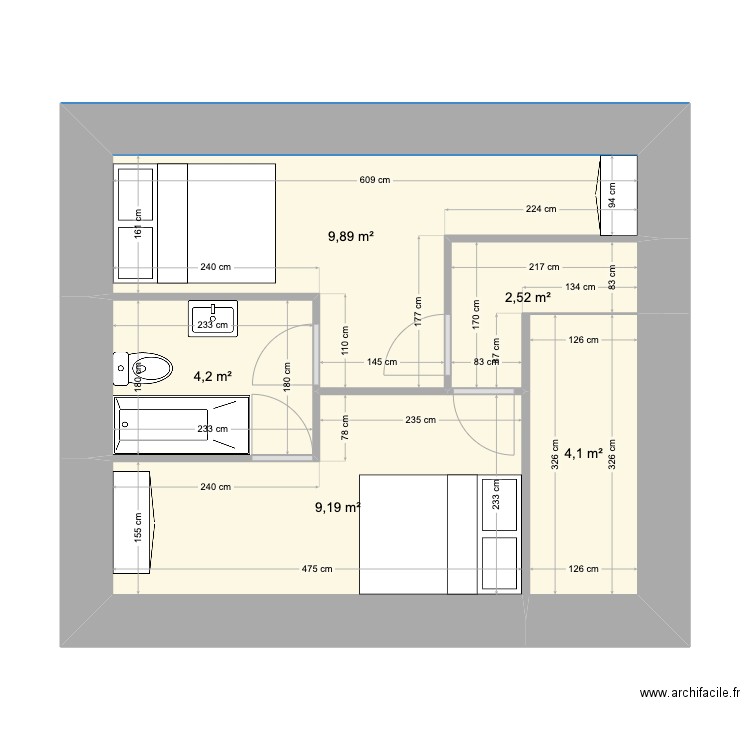 etage maison - maj 2. Plan de 5 pièces et 30 m2