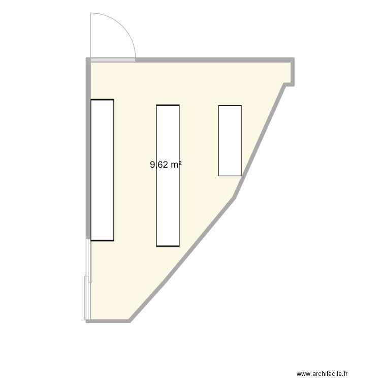 débarras. Plan de 1 pièce et 10 m2