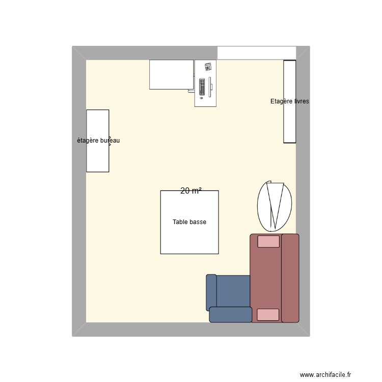 salon. Plan de 1 pièce et 20 m2