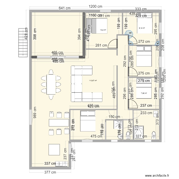 maison . Plan de 4 pièces et 167 m2