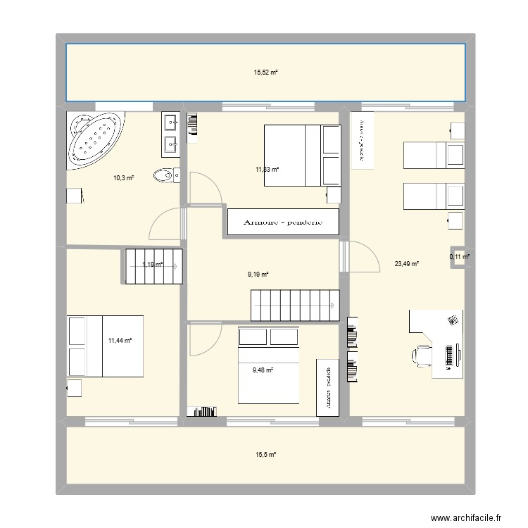 1er étage plan 2. Plan de 10 pièces et 108 m2