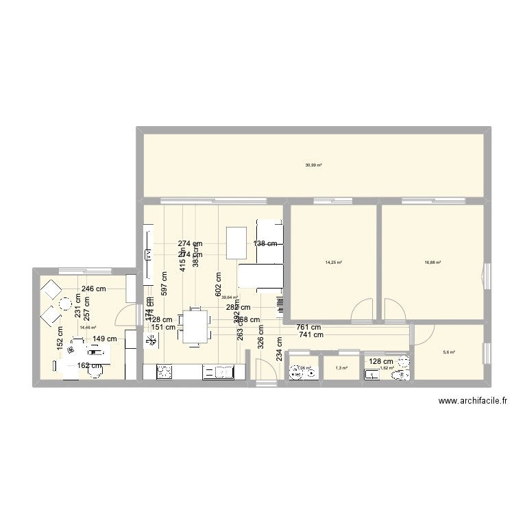 Appartement 2 chambres. Plan de 9 pièces et 126 m2