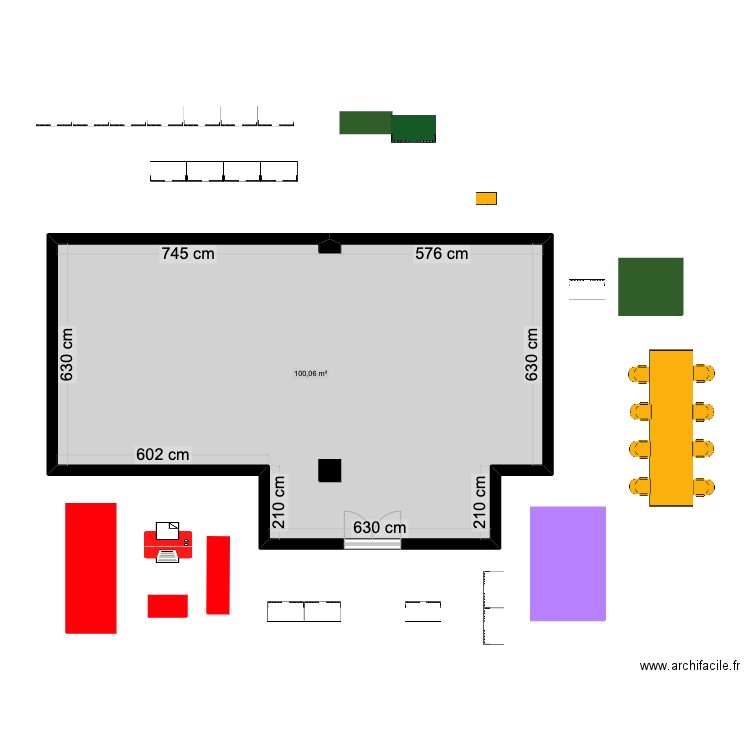 Test Z. Plan de 1 pièce et 100 m2