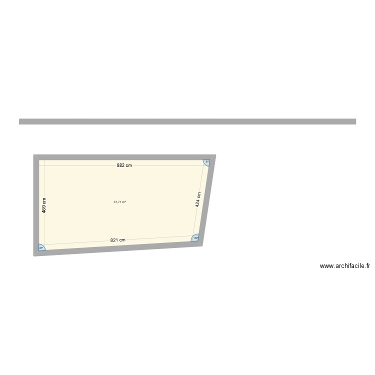 ssc. Plan de 1 pièce et 38 m2