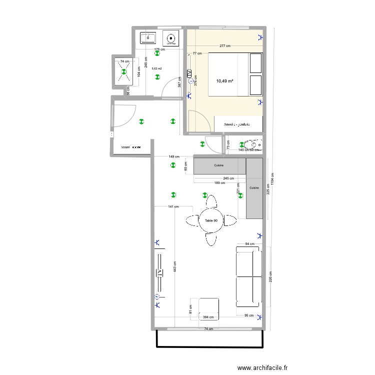 Boulogne V13. Plan de 1 pièce et 10 m2