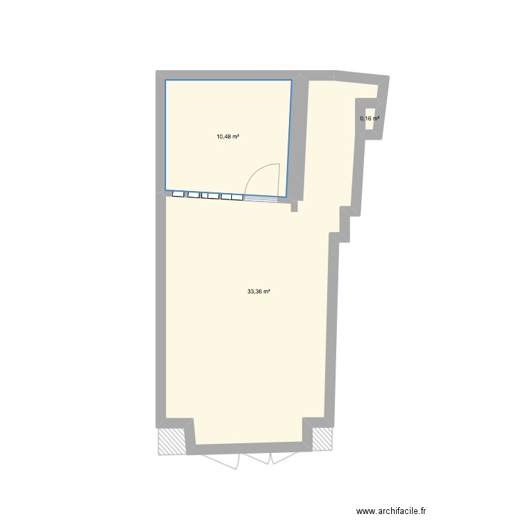 Inattendu. Plan de 3 pièces et 44 m2