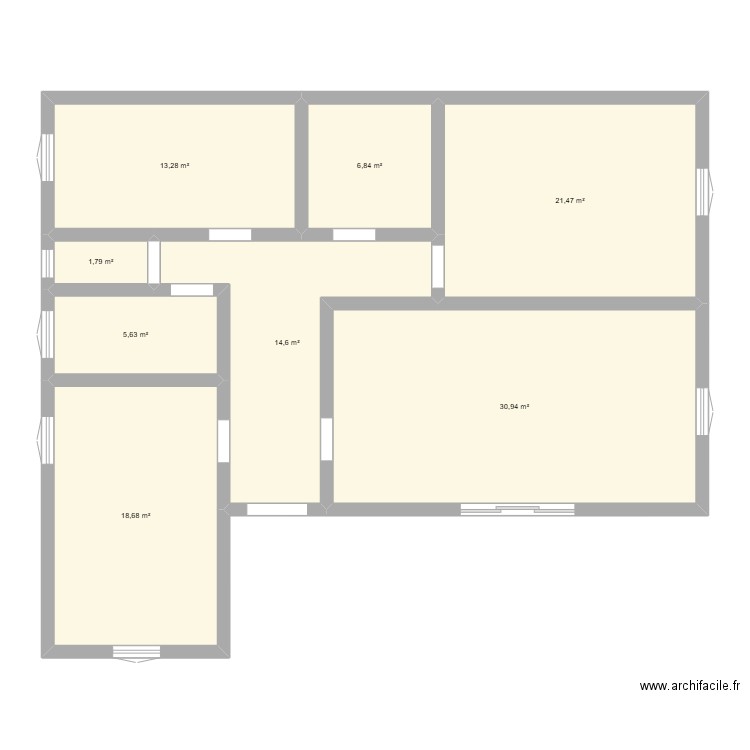 Etat actuel. Plan de 8 pièces et 113 m2