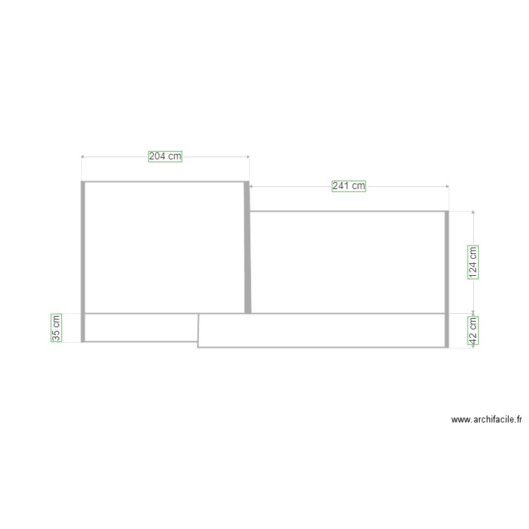 Mur  Ind.1. Plan de 3 pièces et 7 m2