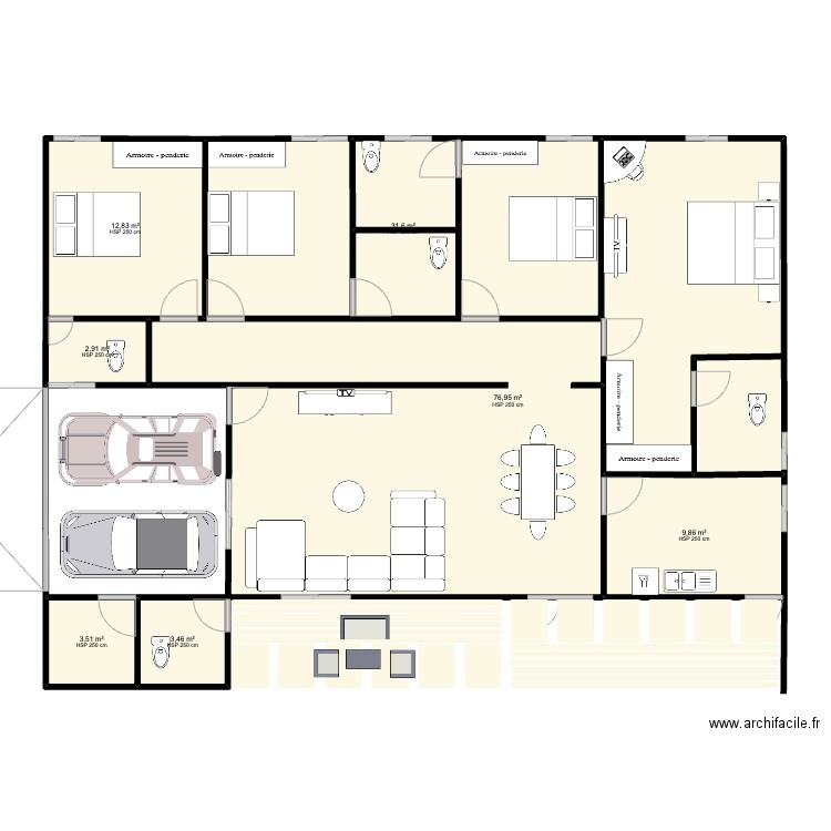 HABIB HOUSE. Plan de 7 pièces et 141 m2