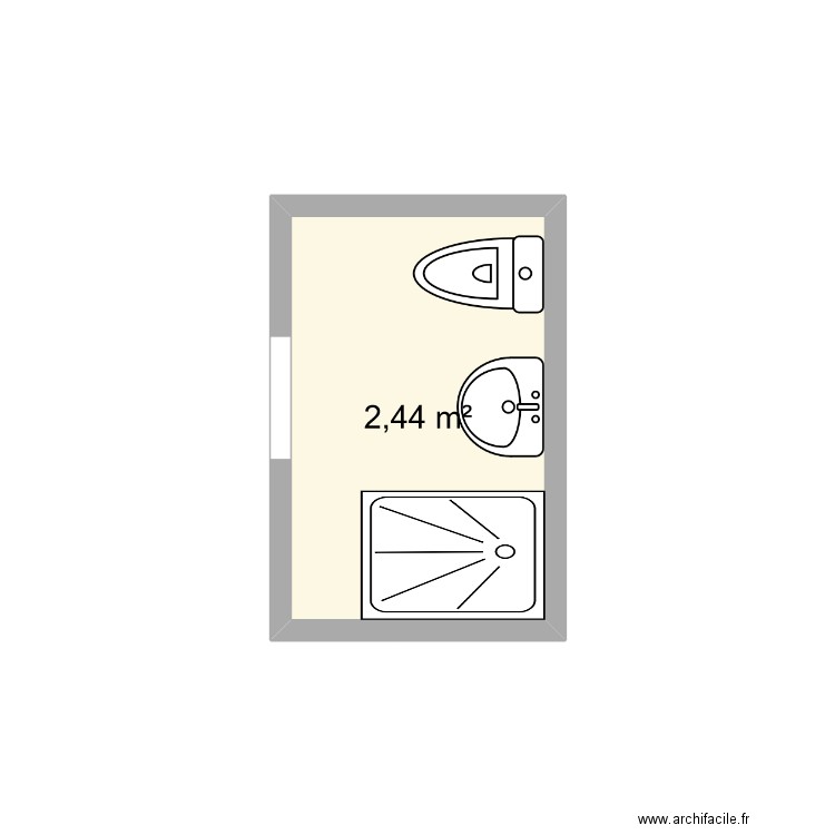 Salle d'eau. Plan de 1 pièce et 2 m2