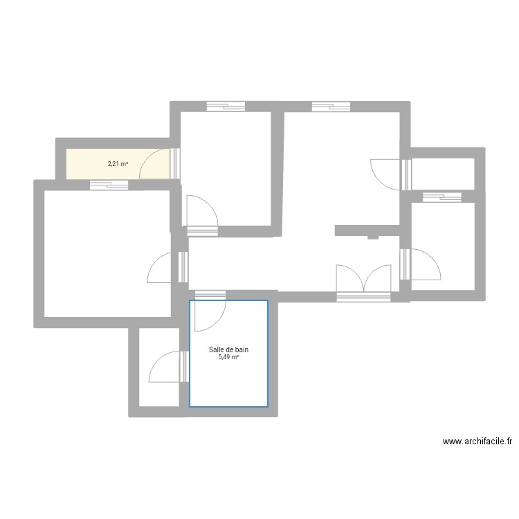 Plan d'appartement. Plan de 2 pièces et 8 m2