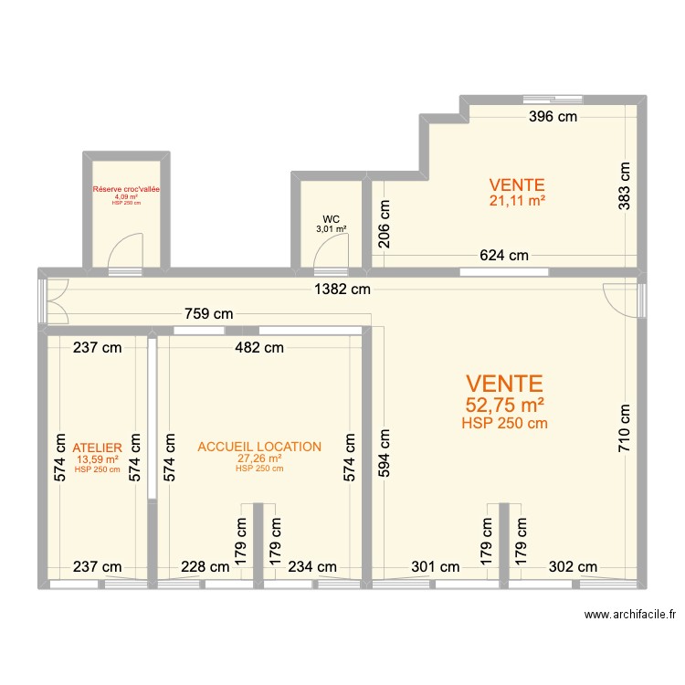 local 35. Plan de 6 pièces et 122 m2