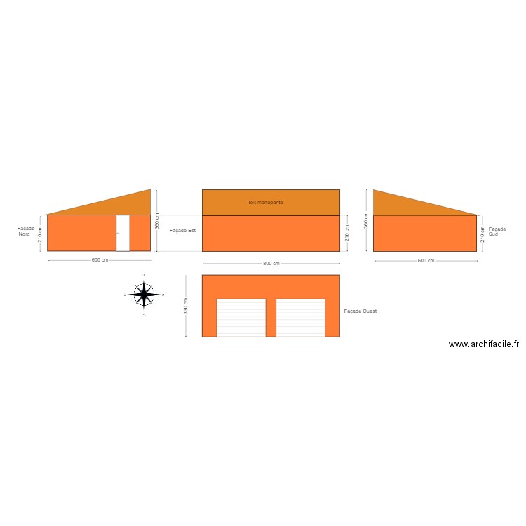 Façade garage. Plan de 0 pièce et 0 m2