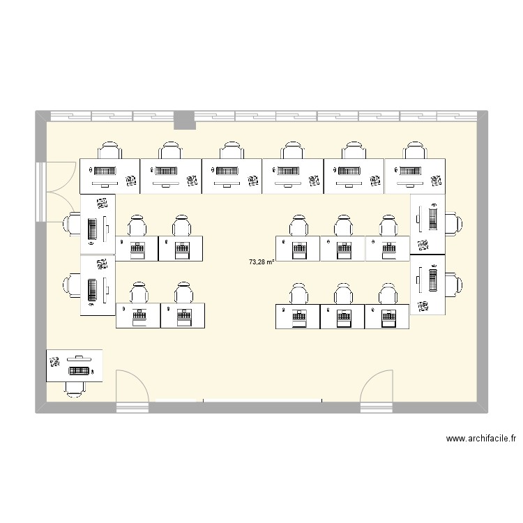 Salle informatique. Plan de 1 pièce et 73 m2