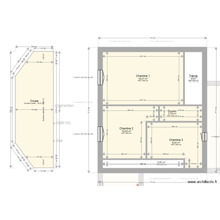 ML24014040. Plan de 11 pièces et 121 m2