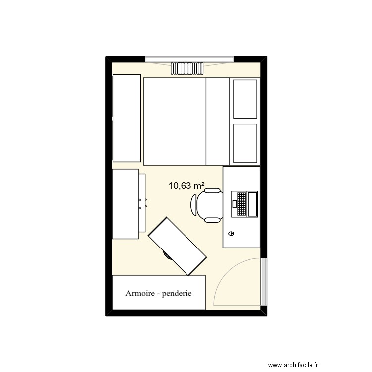 chambre hayat. Plan de 1 pièce et 11 m2