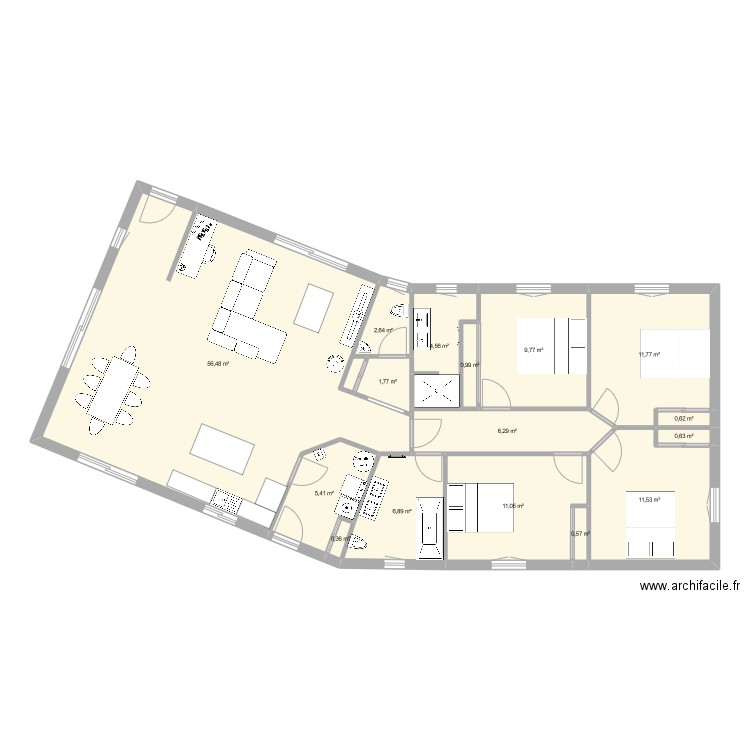 MAISON RO. Plan de 16 pièces et 131 m2