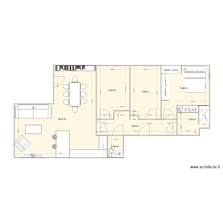 Sathonay camp. Plan de 7 pièces et 80 m2