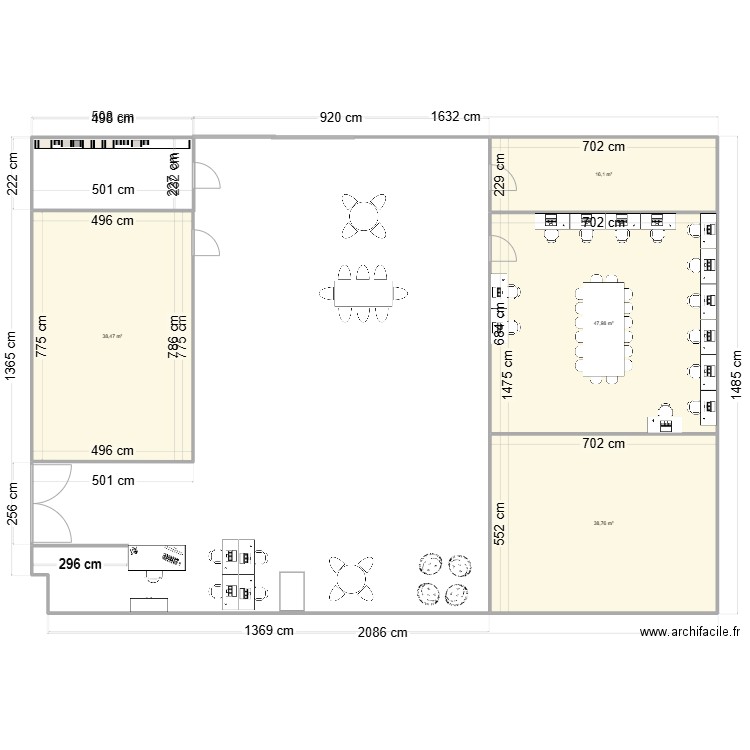 CDI. Plan de 4 pièces et 141 m2