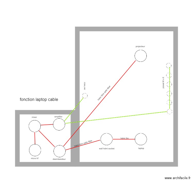 training room laptop cable. Plan de 2 pièces et 49 m2