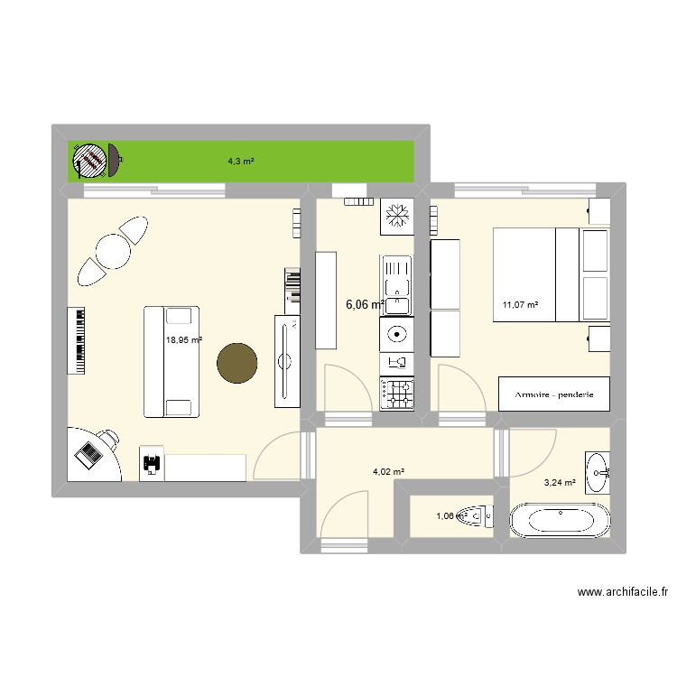 Saint-Thibault ST. Plan de 7 pièces et 49 m2