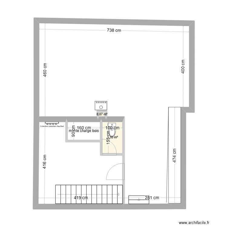 bonvallot. Plan de 3 pièces et 3 m2