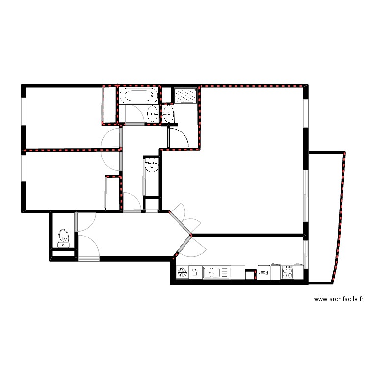 Plan ensemble 122 Thiers avec modif douche. Plan de 10 pièces et 34 m2