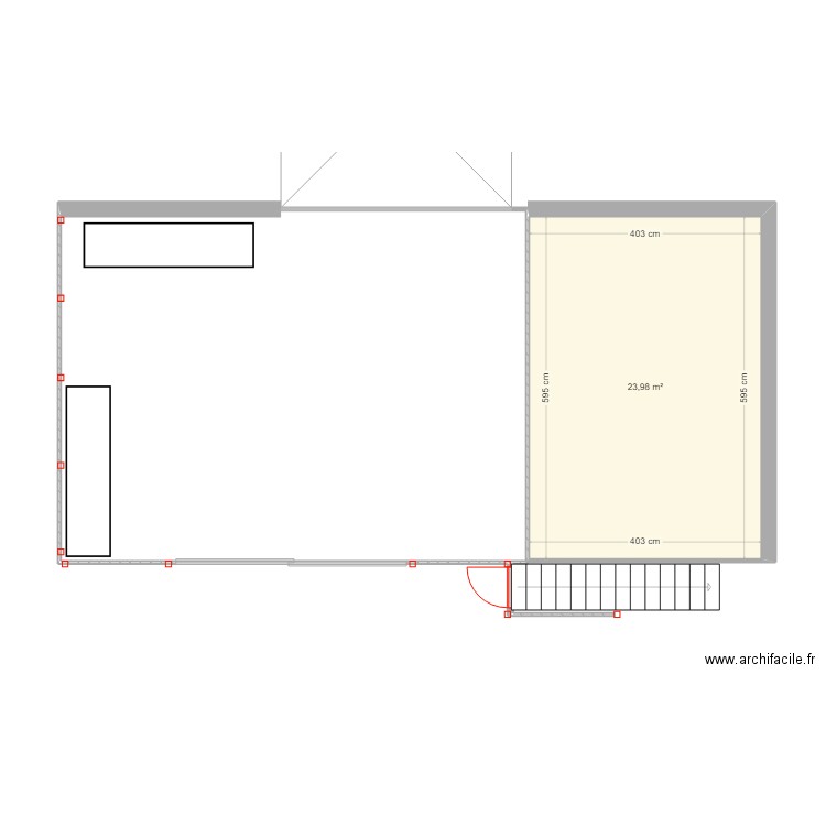 local fils de fer. Plan de 1 pièce et 24 m2