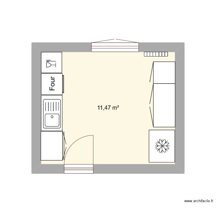cuisine2025. Plan de 1 pièce et 11 m2