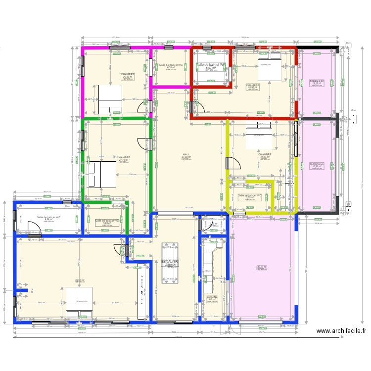 OCTOBER B. Plan de 38 pièces et 604 m2