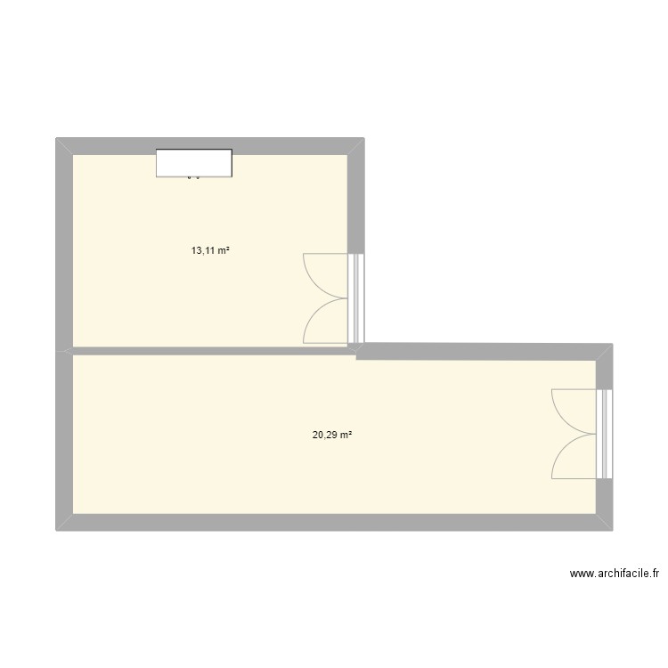 labo . Plan de 2 pièces et 33 m2