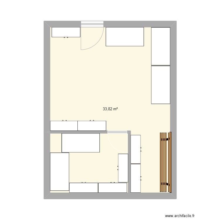 Bureau. Plan de 1 pièce et 34 m2