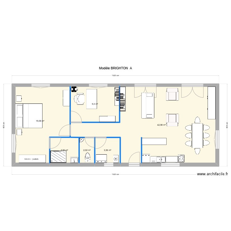 Modele BRIGHTON  A. Plan de 6 pièces et 81 m2