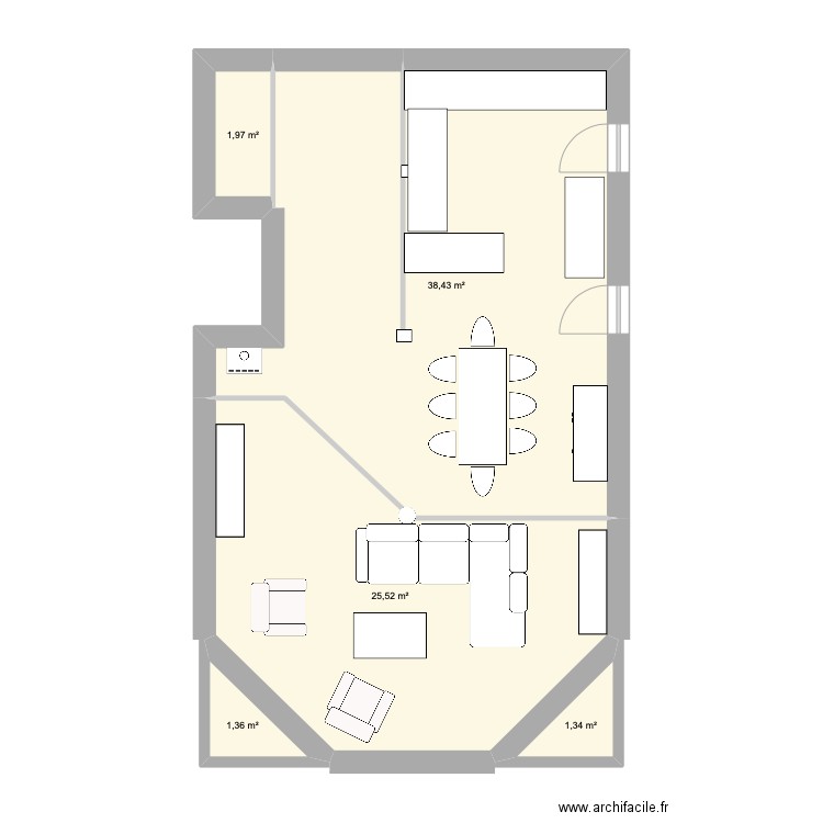 Saint-Andéol R0. Plan de 5 pièces et 69 m2