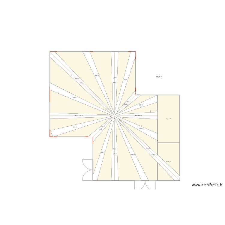 mariage teintures ++. Plan de 3 pièces et 162 m2