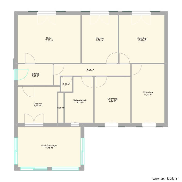 Notre Maison avant Tvx. Plan de 13 pièces et 206 m2