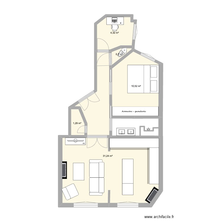 PARIS 15 2. Plan de 5 pièces et 48 m2