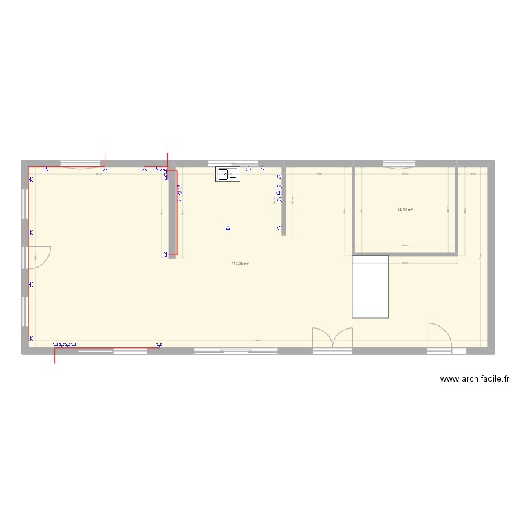 Maison PC. Plan de 2 pièces et 132 m2