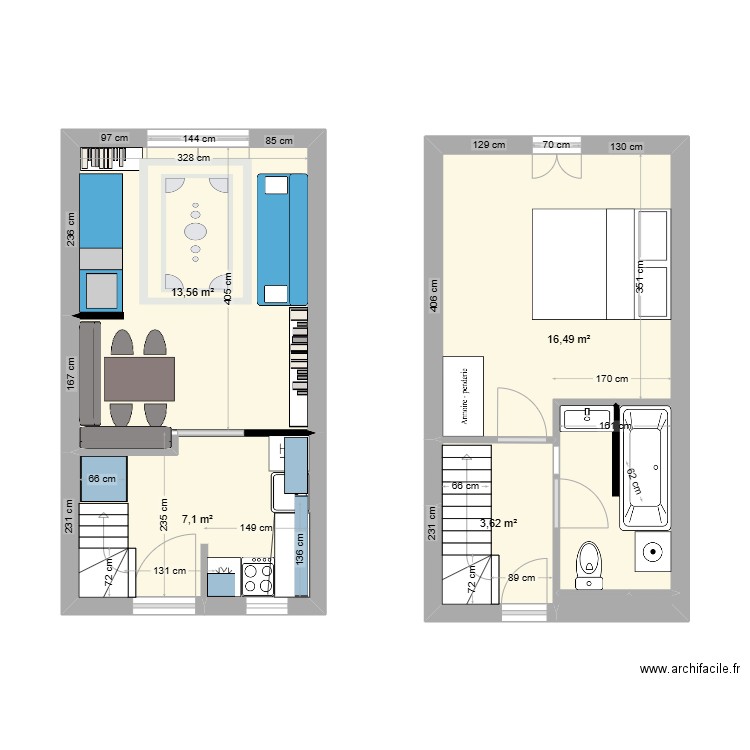 belle ile KRAKOTTE v4 SANS WC. Plan de 5 pièces et 41 m2