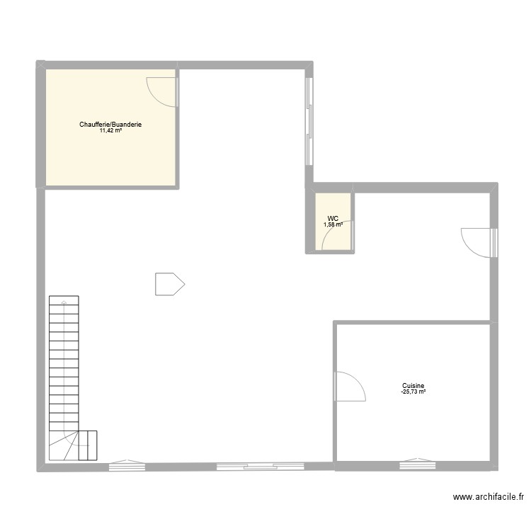 Maison. Plan de 3 pièces et 28 m2