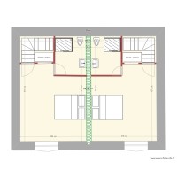 Plan étage avec 2 escaliers sans garage