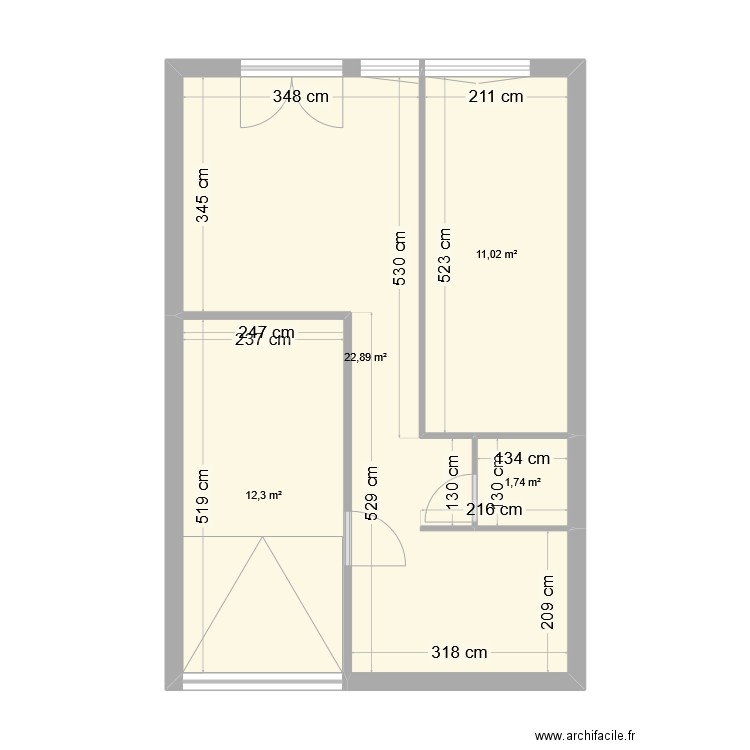 Coulaines. Plan de 4 pièces et 48 m2