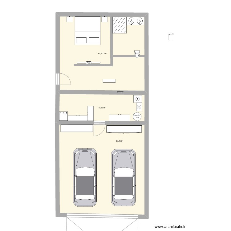 ♡2. Plan de 3 pièces et 80 m2