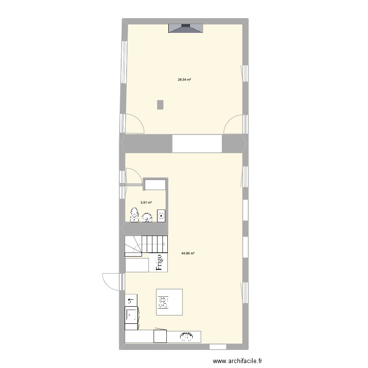 Denis 1. Plan de 3 pièces et 77 m2