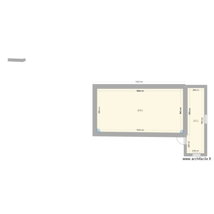 VEDERE . Plan de 2 pièces et 73 m2